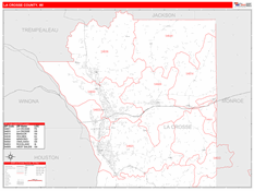 La Crosse County, WI Digital Map Red Line Style